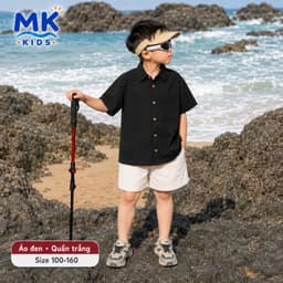 Quần Short Đũi Bé Trai Coco MK Kids Màu Trắng Lưng Thun Form Ngắn Trên Gối Mềm Mát Thoáng Khí Mùa Hè 2-10 Tuổi 2