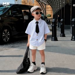 Quần Short Đũi Bé Trai Coco MK Kids Màu Trắng Lưng Thun Form Ngắn Trên Gối Mềm Mát Thoáng Khí Mùa Hè 2-10 Tuổi 6