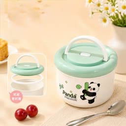 HỘP CƠM GIỮ NHIỆT 2 LỚP 304 GẤU TRÚC XINH XẮN, HỘP BẢO QUẢN ĐỒ TIỆN DỤNG 3