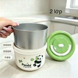 HỘP CƠM GIỮ NHIỆT 2 LỚP 304 GẤU TRÚC XINH XẮN, HỘP BẢO QUẢN ĐỒ TIỆN DỤNG 4