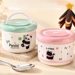 HỘP CƠM GIỮ NHIỆT 2 LỚP 304 GẤU TRÚC XINH XẮN, HỘP BẢO QUẢN ĐỒ TIỆN DỤNG 1