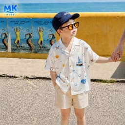 Quần Short Đũi Bé Trai Coco MK Kids Màu Be Lưng Thun Form Ngắn Trên Gối Mềm Mát Thoáng Khí Mùa Hè 2-10 Tuổi 7