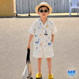 Quần Short Đũi Bé Trai Coco MK Kids Màu Trắng Lưng Thun Form Ngắn Trên Gối Mềm Mát Thoáng Khí Mùa Hè 2-10 Tuổi 5