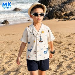 Quần Short Đũi Bé Trai Coco MK Kids Màu Đen Lưng Thun Form Ngắn Trên Gối Mềm Mát Thoáng Khí Mùa Hè 2-10 Tuổi 4