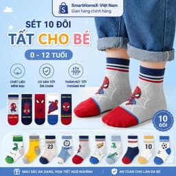 Set 10 Đôi Vớ/Tất Trẻ Em Họa Tiết Siêu Anh Hùng Spider-Man & Pikachu - Cotton Thoáng Khí 1