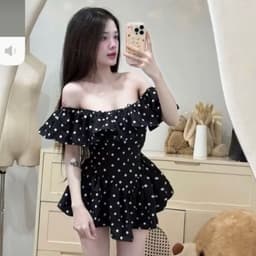 SÉT ĐẦM BỆT VAI VẠT NHỌN BO EO CHUN LƯNG KÈM QUẦN BẢO HỘ SIÊU HOT 3
