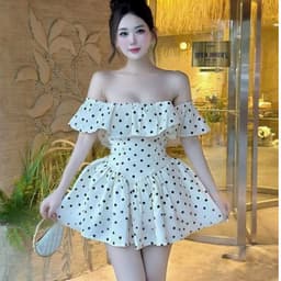 SÉT ĐẦM BỆT VAI VẠT NHỌN BO EO CHUN LƯNG KÈM QUẦN BẢO HỘ SIÊU HOT 6