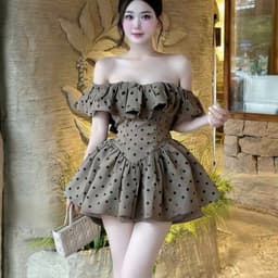 SÉT ĐẦM BỆT VAI VẠT NHỌN BO EO CHUN LƯNG KÈM QUẦN BẢO HỘ SIÊU HOT 7