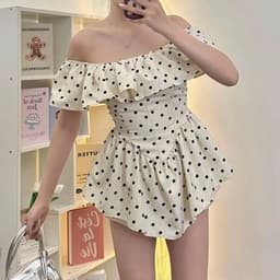 SÉT ĐẦM BỆT VAI VẠT NHỌN BO EO CHUN LƯNG KÈM QUẦN BẢO HỘ SIÊU HOT 9