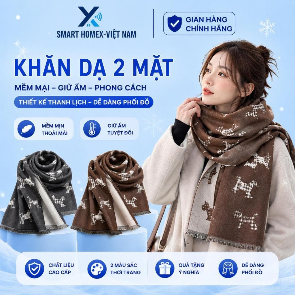 Khăn Choàng Cổ Chất Dạ Mềm Dệt Cao Cấp Giữ Ấm Tốt Dễ Phối Đồ Mùa Đông Phong Cách Thanh Lịch