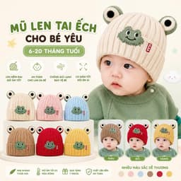 Mũ len tai gấu cho bé 6-18 Tháng Phong cách Hàn Quốc giữ ấm mùa đông dễ thương 3