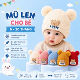 Mũ len tai gấu cho bé 6-18 Tháng Phong cách Hàn Quốc giữ ấm mùa đông dễ thương 4