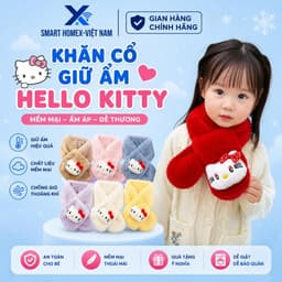 Khăn quàng cổ lông mềm cho bé kèm thú bông thỏ Labubu, Kity dễ thương giữ ấm mùa đông 1