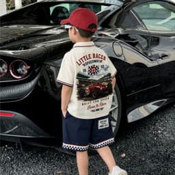 Set Bộ Bé Trai Little Racer MK Kids Áo Sơ Mi Cộc Tay Đi Chơi Mùa Hè Chất Lụa Mịn Thoáng Mát Cho Bé 2-10 Tuổi 6