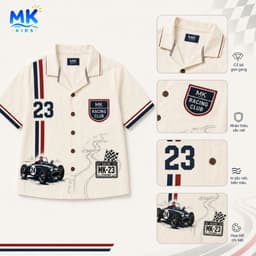 Set Bộ Bé Trai Little Racer MK Kids Áo Sơ Mi Cộc Tay Đi Chơi Mùa Hè Chất Lụa Mịn Thoáng Mát Cho Bé 2-10 Tuổi 7