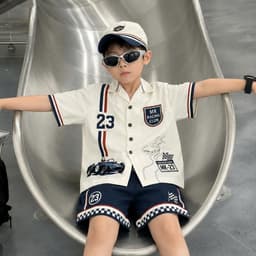 Set Bộ Bé Trai Little Racer MK Kids Áo Sơ Mi Cộc Tay Đi Chơi Mùa Hè Chất Lụa Mịn Thoáng Mát Cho Bé 2-10 Tuổi 4