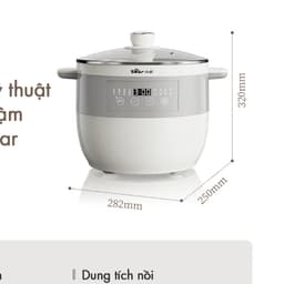 Nồi Nấu Chậm Bear DDZ-B25Q3, 2.5L 400W, 5 Thố Sứ, Chưng Cách Thủy, Nấu Cháo, Hầm, Chè, Hàng Chính Hãng 6