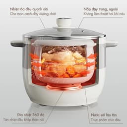 Nồi Nấu Chậm Bear DDZ-B25Q3, 2.5L 400W, 5 Thố Sứ, Chưng Cách Thủy, Nấu Cháo, Hầm, Chè, Hàng Chính Hãng 8