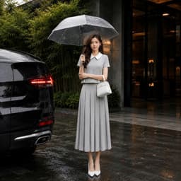 260601+260702 Set Áo Cổ Sen Phối Chân Váy Xếp Ly Thanh Lịch Nữ – Set Đồ Công Sở Dáng Xòe 3