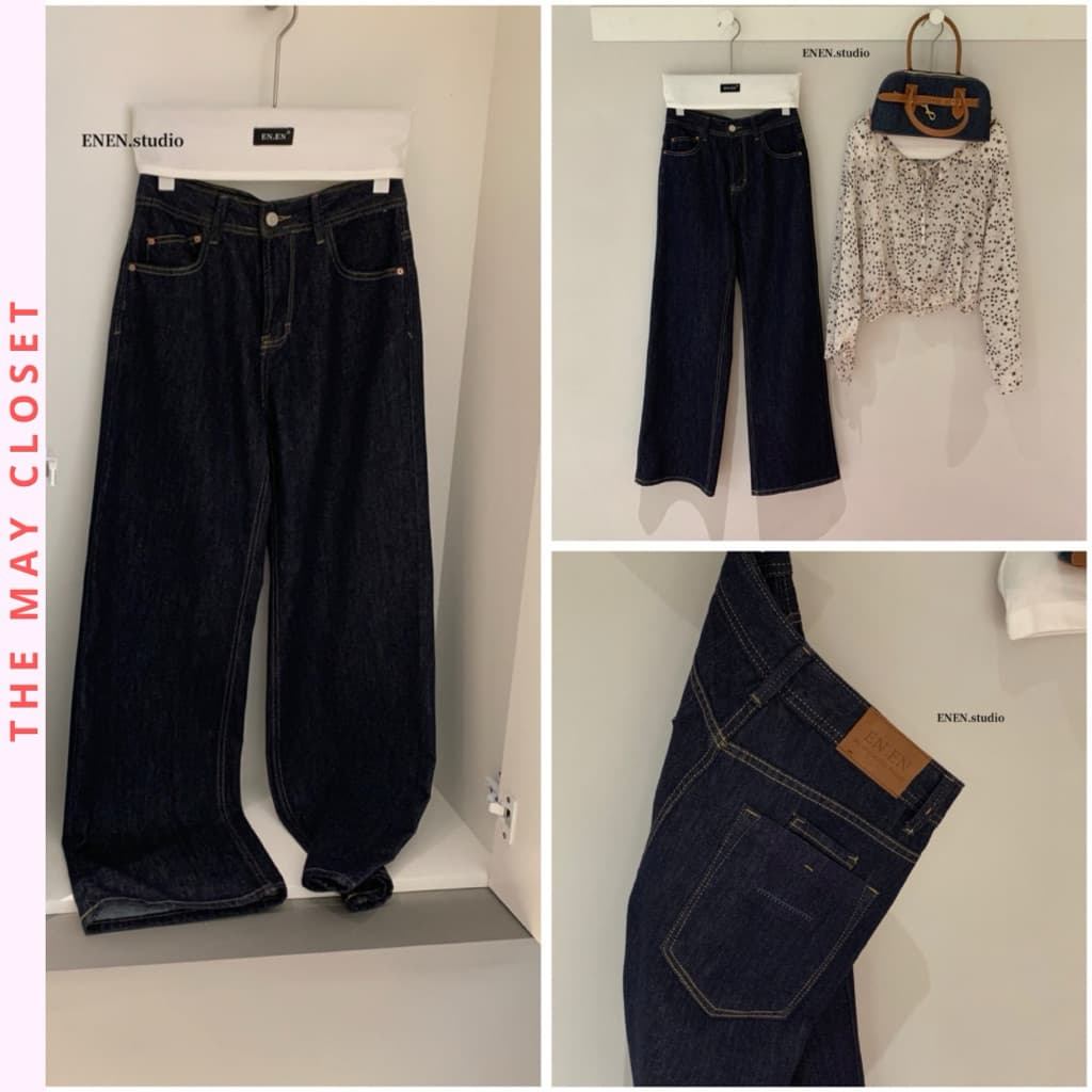 [SẴN] 𝑻𝒉𝒆𝑴𝒂𝒚 x 𝐖𝐆𝐖𝐄/ Quần Jean Suông EN.EN 10767, Quần Jean Nữ Ống Rộng Lưng Cao Tôn Dáng Dài 102cm