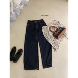 [SẴN] 𝑻𝒉𝒆𝑴𝒂𝒚 x 𝐖𝐆𝐖𝐄/ Quần Jean Suông EN.EN 10767, Quần Jean Nữ Ống Rộng Lưng Cao Tôn Dáng Dài 102cm 3