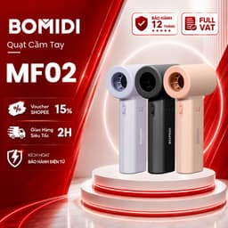 Quạt Tích Điện Cầm Tay BOMIDI MF02 - Tốc Độ Cao Làm Mát Siêu Nhanh 1