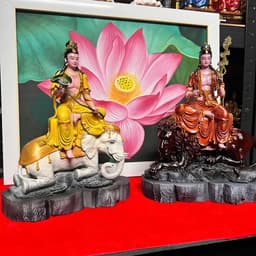 BỘ TƯỢNG VĂN THÙ SƯ LỢI VÀ PHỔ HIỀN BỒ TÁT , IN 3D CAO 25 CM 2