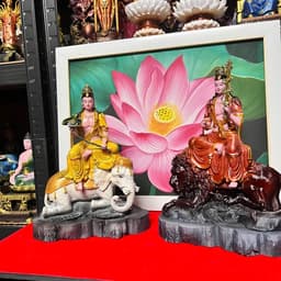 BỘ TƯỢNG VĂN THÙ SƯ LỢI VÀ PHỔ HIỀN BỒ TÁT , IN 3D CAO 25 CM 3