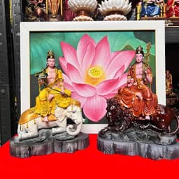 BỘ TƯỢNG VĂN THÙ SƯ LỢI VÀ PHỔ HIỀN BỒ TÁT , IN 3D CAO 25 CM 1