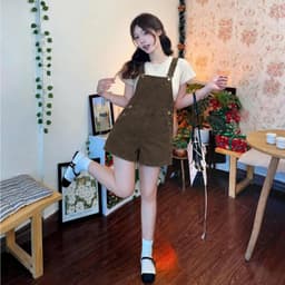 Yếm Jean Short Nữ – AN TÂY – Dáng Ngố, Jean Cao Cấp, Form Rộng Thoải Mái, Dễ Phối Đồ – #8640-42 – Màu Nâu 4