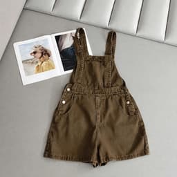 Yếm Jean Short Nữ – AN TÂY – Dáng Ngố, Jean Cao Cấp, Form Rộng Thoải Mái, Dễ Phối Đồ – #8640-42 – Màu Nâu 7