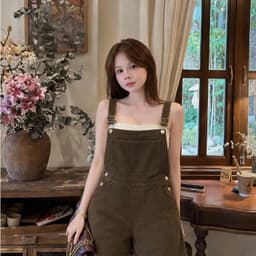 Yếm Jean Short Nữ – AN TÂY – Dáng Ngố, Jean Cao Cấp, Form Rộng Thoải Mái, Dễ Phối Đồ – #8640-42 – Màu Nâu 3