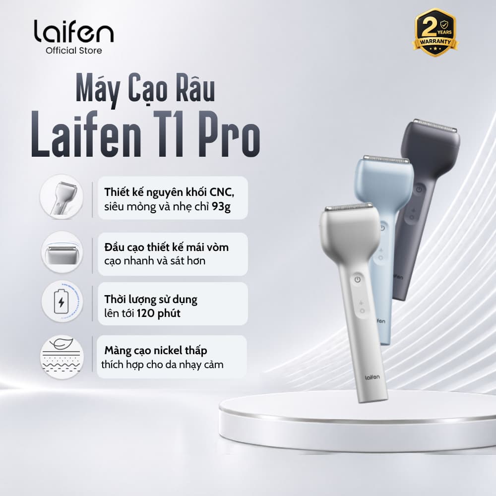 [Livestream] Máy Cạo Râu Điện Laifen T1 Pro 1 Lưỡi Cạo, Nhỏ Gọn Tiện Mang Theo, Pin 120 Phút, Chống Nước IPX7