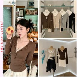 [SẴN]x 𝐖𝐆𝐖𝐄/ Áo Thun Dài Tay Phối Ren Ngực Mỏng Ôm Body 𝐄𝐍𝐄𝐍 10711 Áo Thun Nữ Tay Dài Cài Cúc Điệu Đà 1