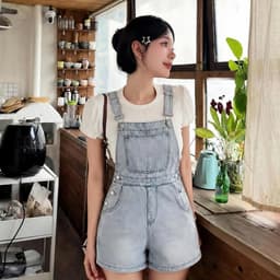 Yếm Jean Short Nữ – AN TÂY – Dáng Ngố, Jean Cao Cấp, Form Rộng Thoải Mái, Dễ Phối Đồ – #8640-42 – Màu Xanh Nhạt 3