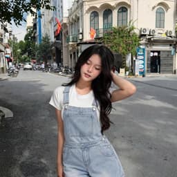Yếm Jean Short Nữ – AN TÂY – Dáng Ngố, Jean Cao Cấp, Form Rộng Thoải Mái, Dễ Phối Đồ – #8640-42 – Màu Xanh Nhạt 2