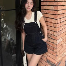 Yếm Jean Short Nữ – AN TÂY – Dáng Ngố, Jean Cao Cấp, Form Rộng Thoải Mái, Dễ Phối Đồ – #8640-42 – Màu Xanh Than 2