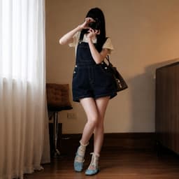 Yếm Jean Short Nữ – AN TÂY – Dáng Ngố, Jean Cao Cấp, Form Rộng Thoải Mái, Dễ Phối Đồ – #8640-42 – Màu Xanh Than 4