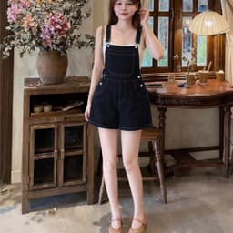 Yếm Jean Short Nữ – AN TÂY – Dáng Ngố, Jean Cao Cấp, Form Rộng Thoải Mái, Dễ Phối Đồ – #8640-42 – Màu Xanh Than 3