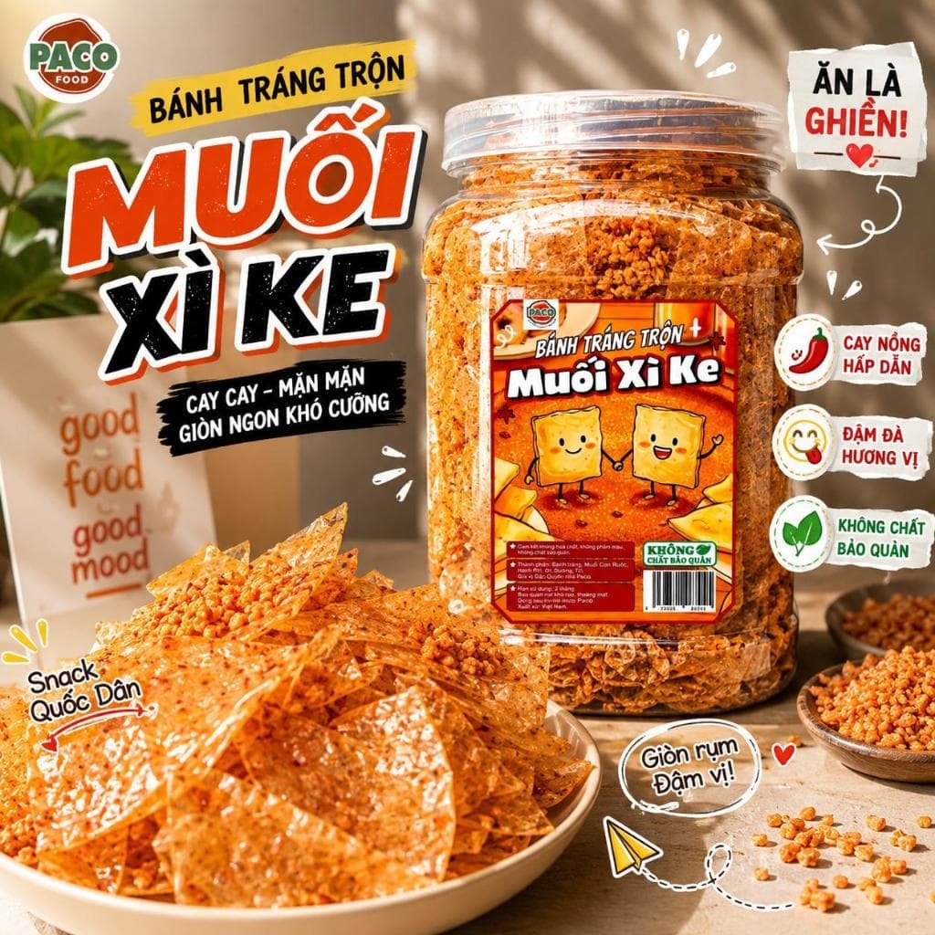 Bánh tráng trộn muối ghiền xì ke vị cũ thân quen ăn là ghiền PACO FOOD ăn vặt quốc dân