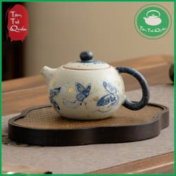 Ấm trà dáng tây thi gốm Đức Hóa họa tiết hồ điệp 220ml 7