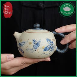 Ấm trà dáng tây thi gốm Đức Hóa họa tiết hồ điệp 220ml 2