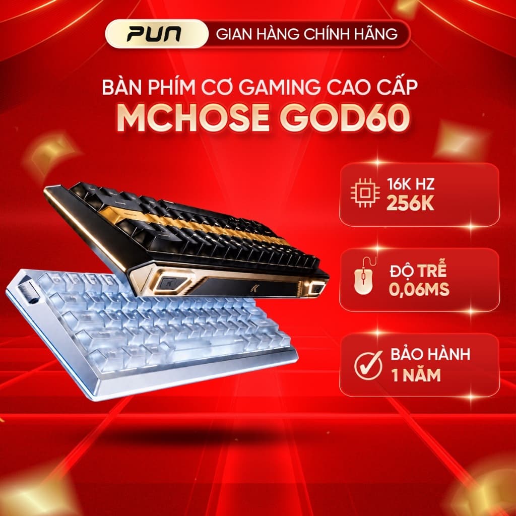 [Hàng Chính Hãng Full VAT] MCHOSE God 60 Bàn Phím HE Gaming Nhôm CNC 16K RGB Có Dây