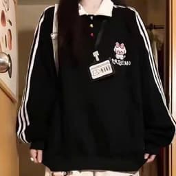 Áo Sweater Nữ Dài Tay Phối Cổ PoLo Chất Liệu Nỉ Bông Dày Dặn,Mềm Mịn MADENO 9
