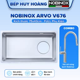 Chậu Rửa Bát Nobinox Arvo V676 | Vân Vải Chống Xước | Kích thước 76x43cm 1