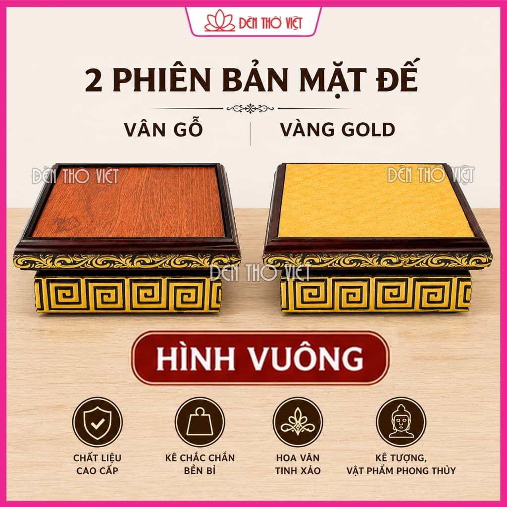 Đôn Kê Tượng Phật cao 7cm, Tượng Phong Thủy Hình Vuông – Đế Kê Tượng Trang Trí Bàn Thờ Nhiều Kích Thước