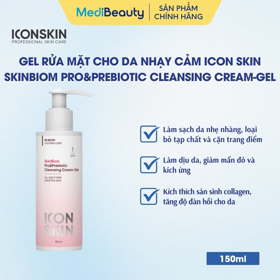 Gel rửa mặt cho da mẫn cảm Icon Skin Skinbiom Pro&Prebiotic Cleansing Cream-Gel