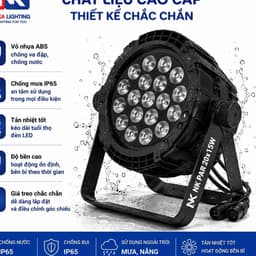 Đèn PAR LED NIKA 20x15W RGBW 4IN1 chống nước IP65 dùng ngoài trời Outdoor điều khiển DMX512, remot 5
