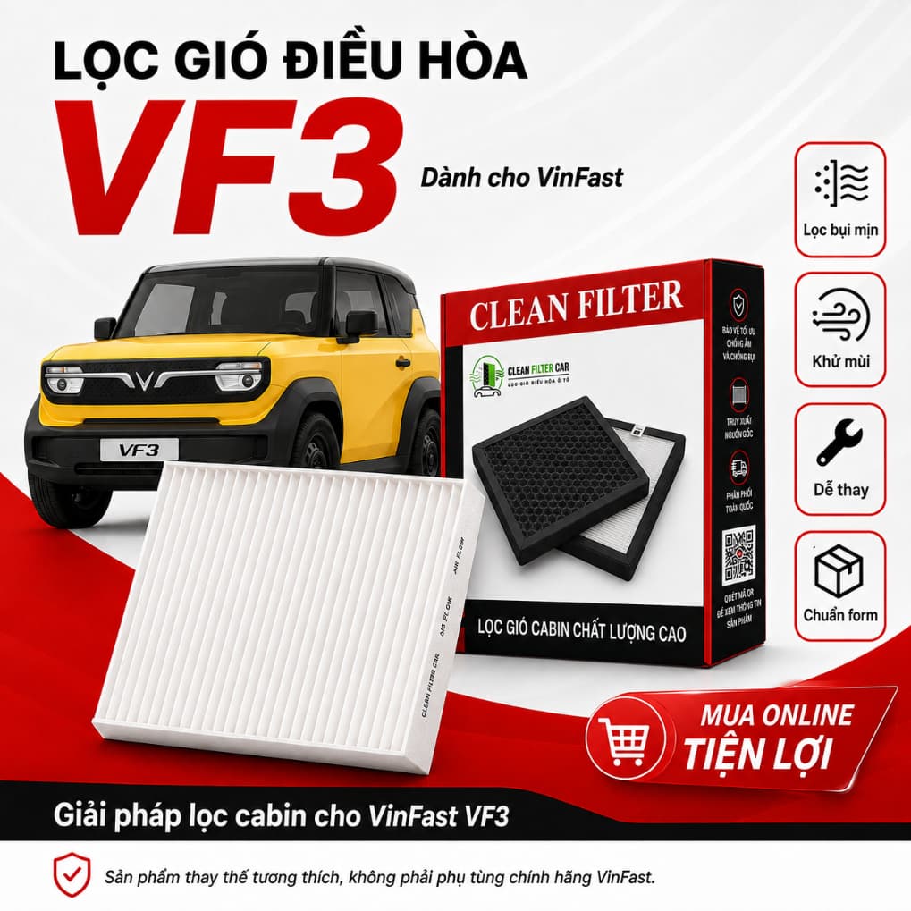 Màng Lọc Gió Điều Hoà Ô Tô Vinfast VF3 , Lọc Gió Ô Tô Cao Cấp VinFast Thế Hệ Mới