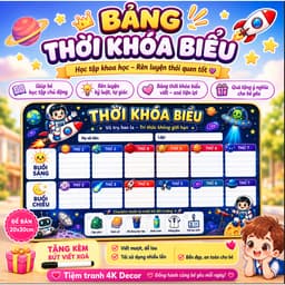 BẢNG THỜI KHÓA BIỂU HOT 2026 ĐỂ BÀN 20x30CM CHO BÉ – MICA TRÁNG GƯƠNG | TẶNG BÚT VIẾT XÓA 2